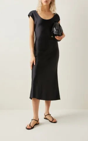 Black Bias Cut Satin Dress