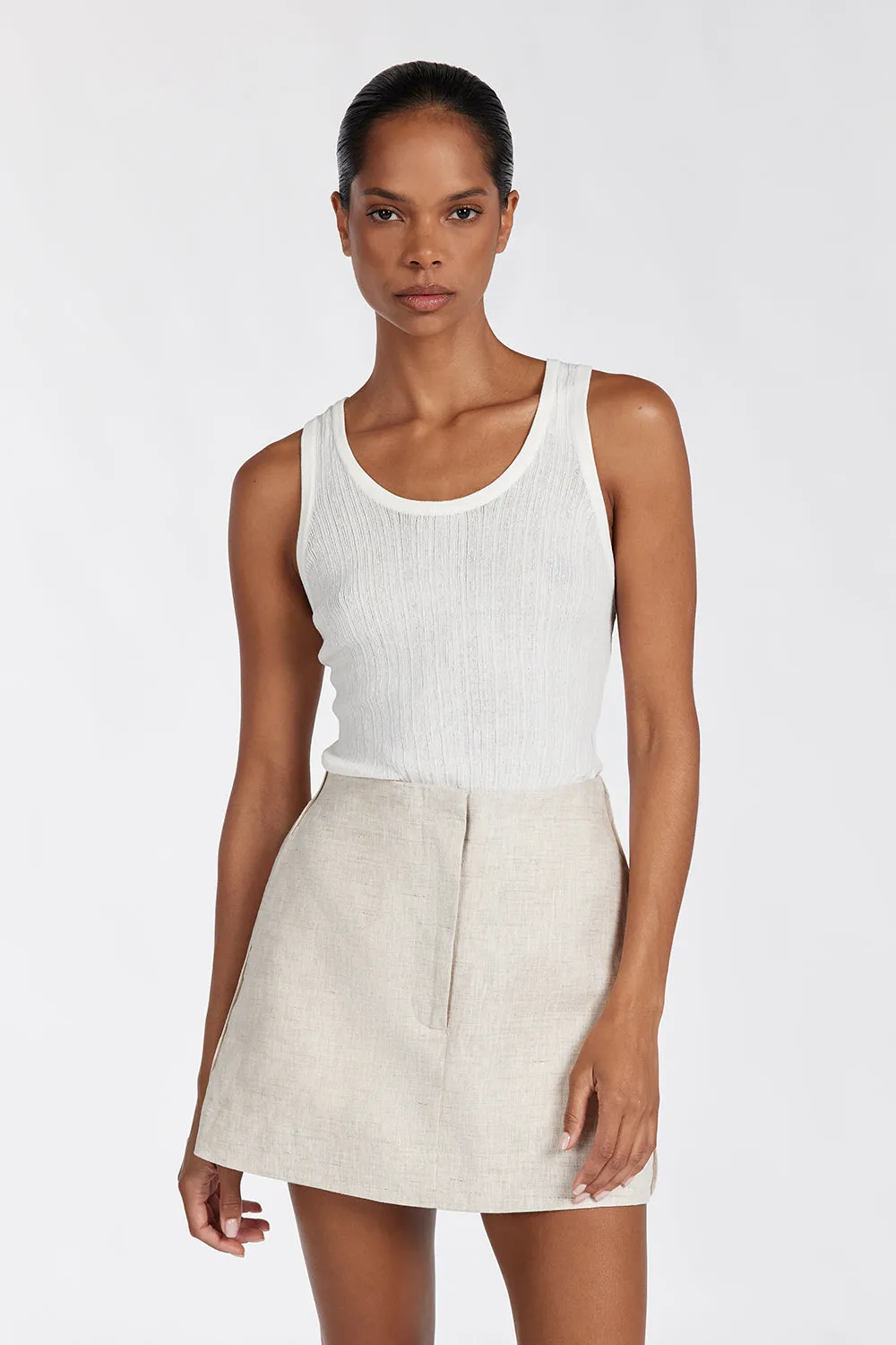 BLOOM NATURAL LINEN MINI SKIRT