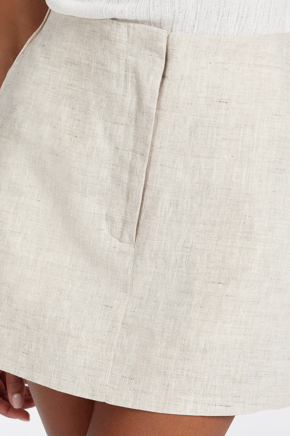 BLOOM NATURAL LINEN MINI SKIRT
