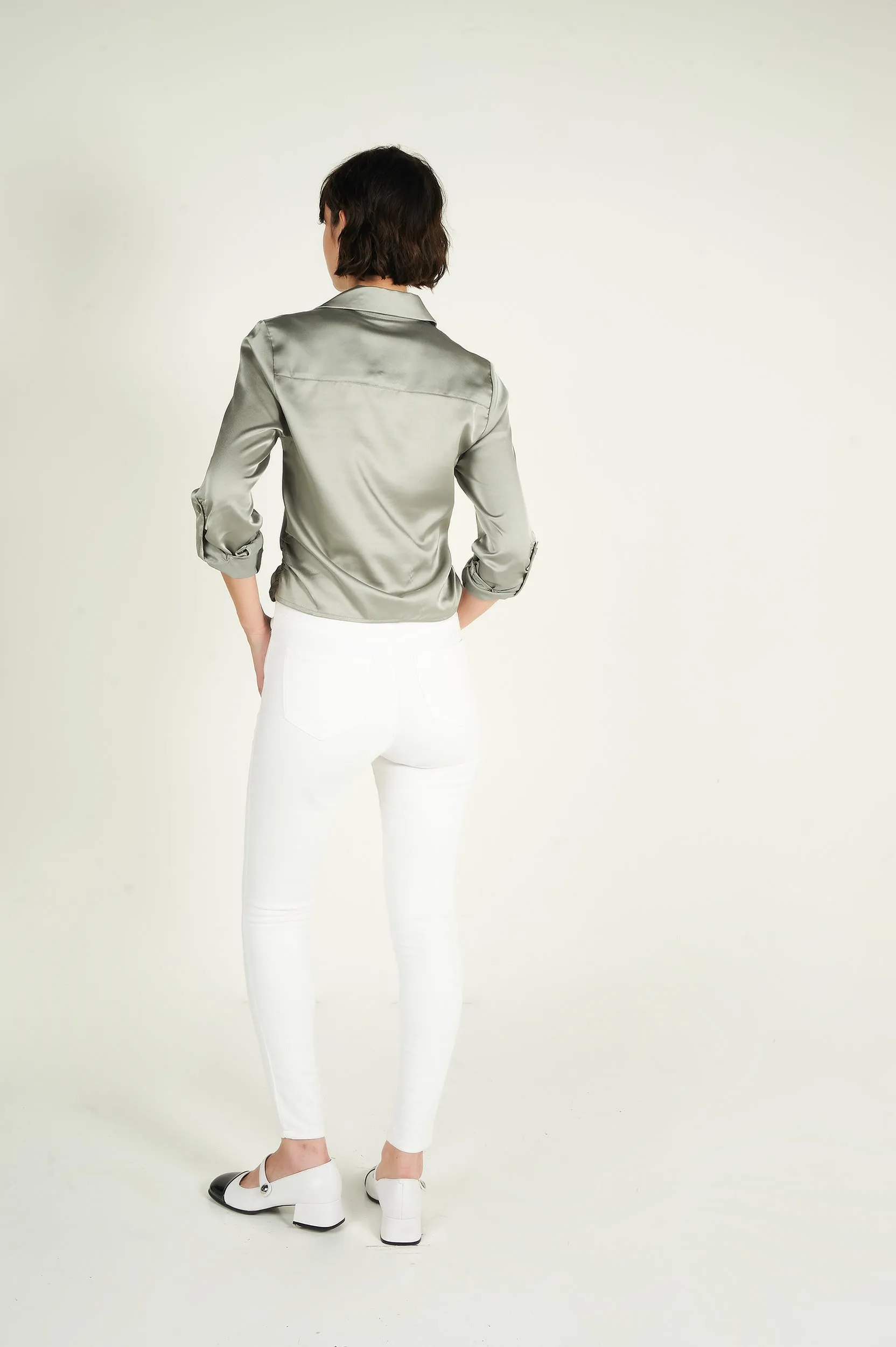 Blouse courte en satin - CARMELA-U - (E-B2)