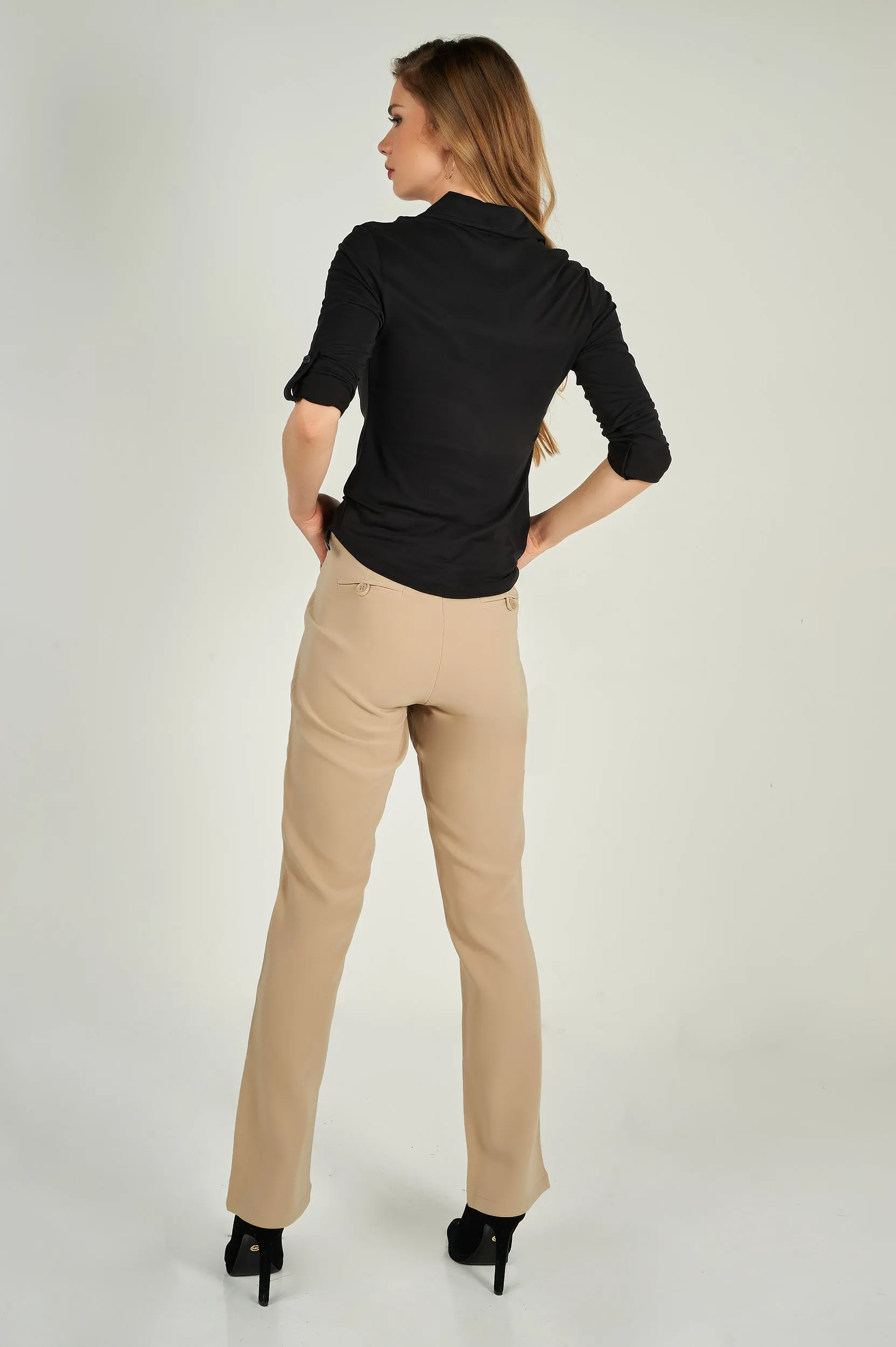Blouse froncée à manches trois-quarts - LEONCIA-V2 - (E-B16) - VENTE FINALE