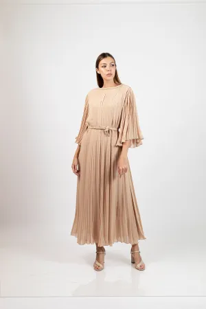 Brown Chiffon Layered Pleated Kaftan - PS-NO.09