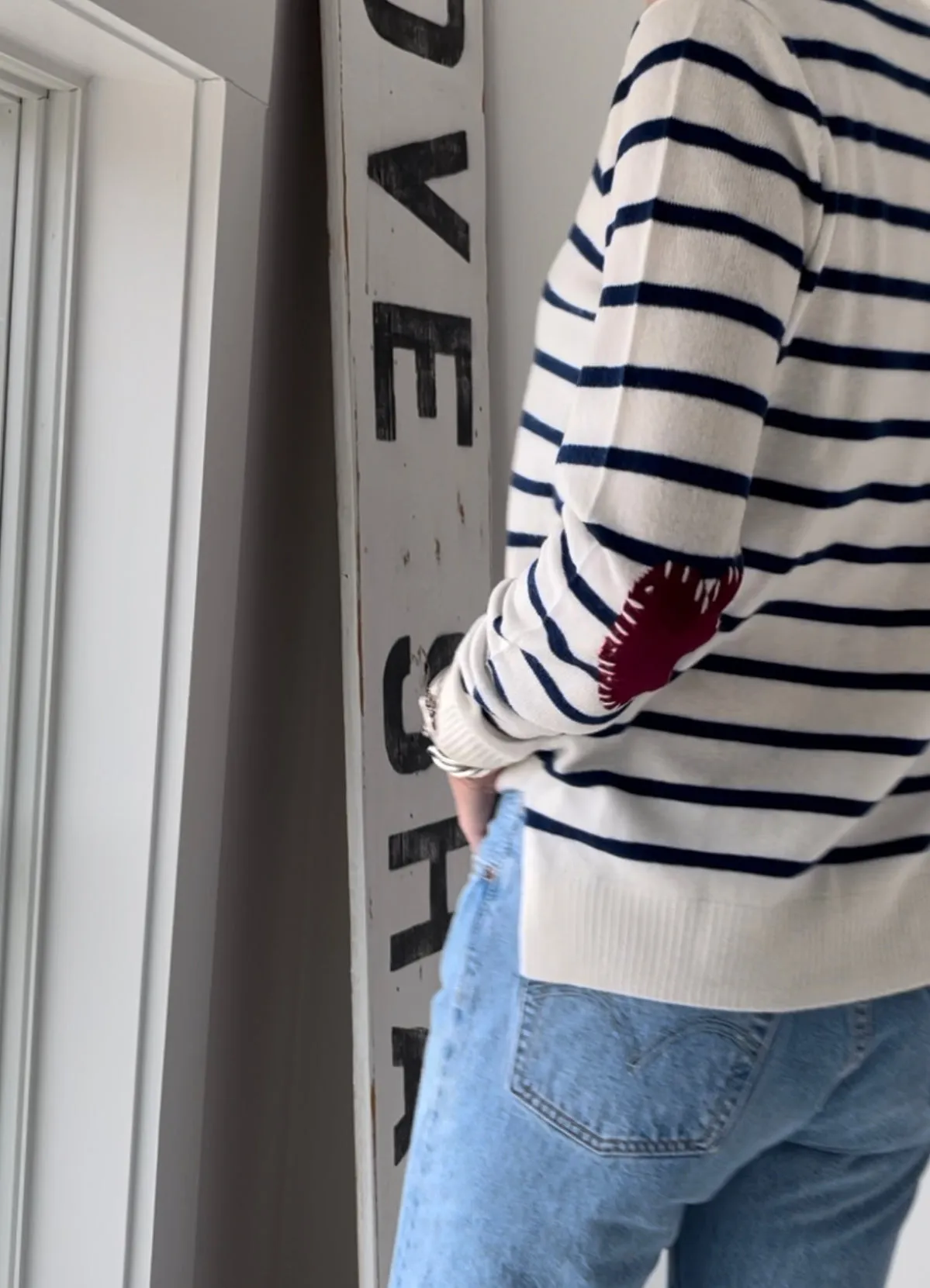 Cashmere Amour Stripe Heart Sweater