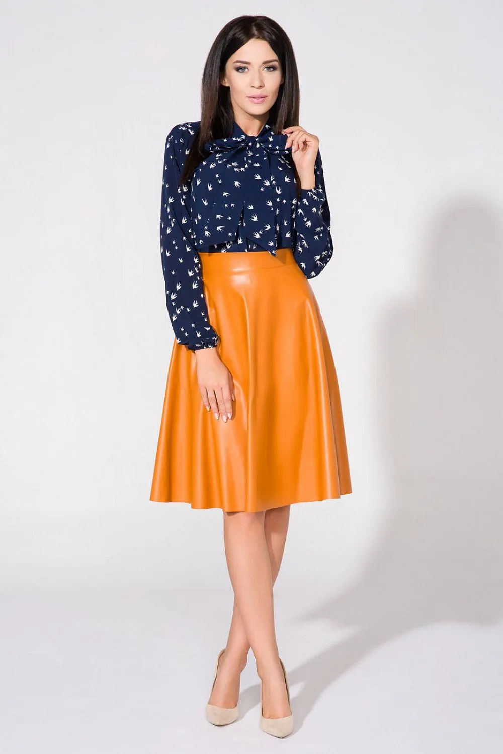 Chic High-Neck Blouse with Bow Accent