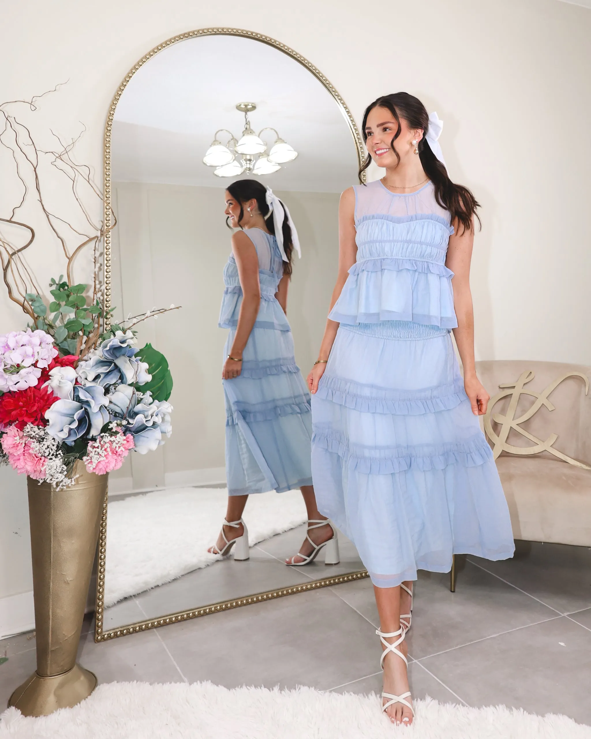 Chiffon Skies Smocked Midi Skirt