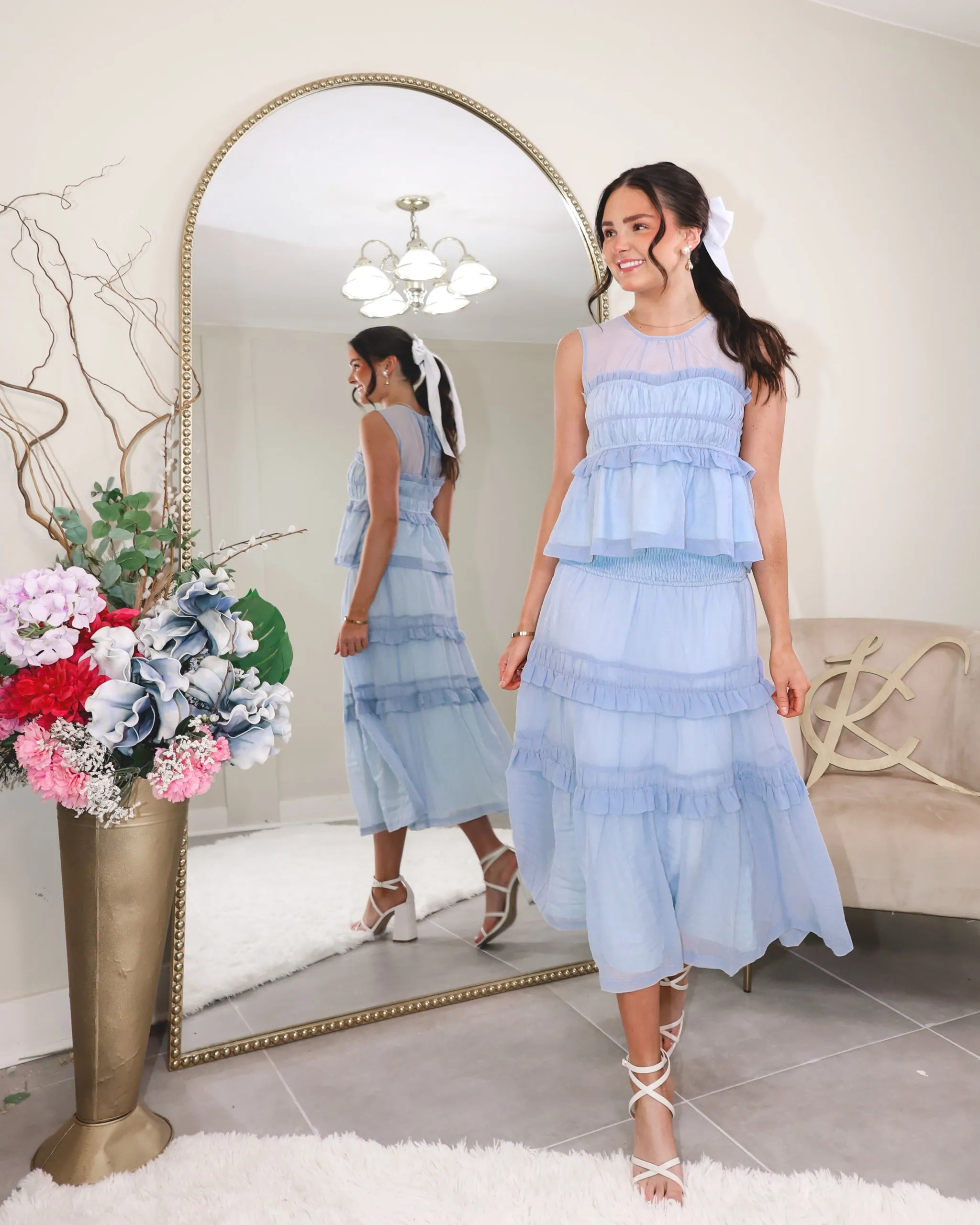 Chiffon Skies Smocked Midi Skirt