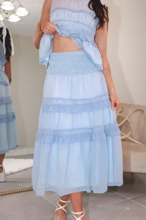 Chiffon Skies Smocked Midi Skirt
