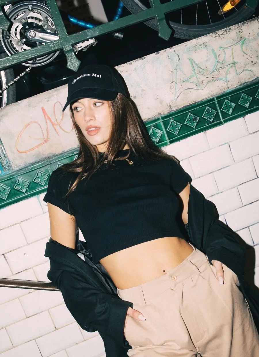 Crop Top Kaia Supima Cotton - Black