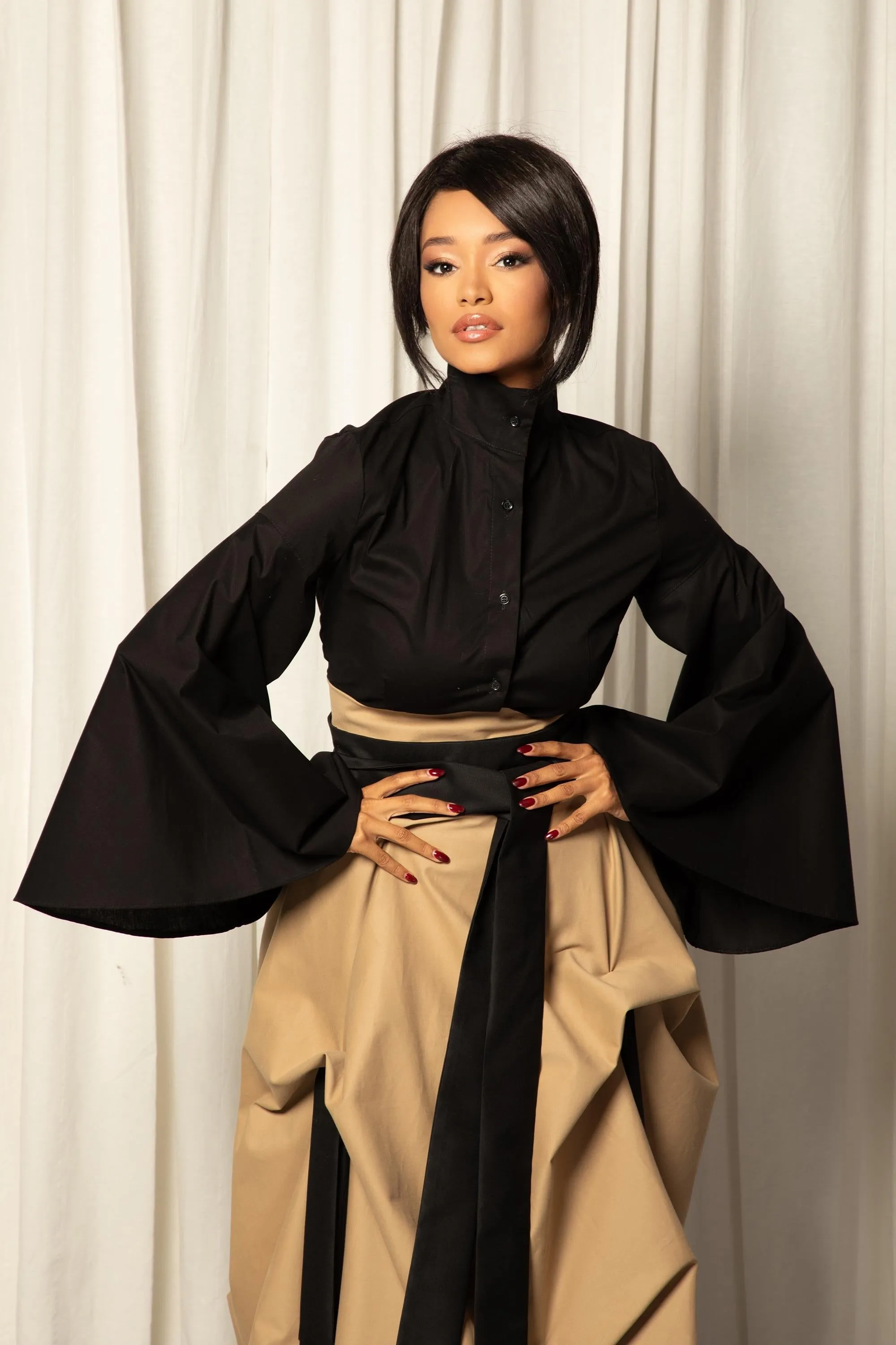 DRAPED SKIRT WITH BELT