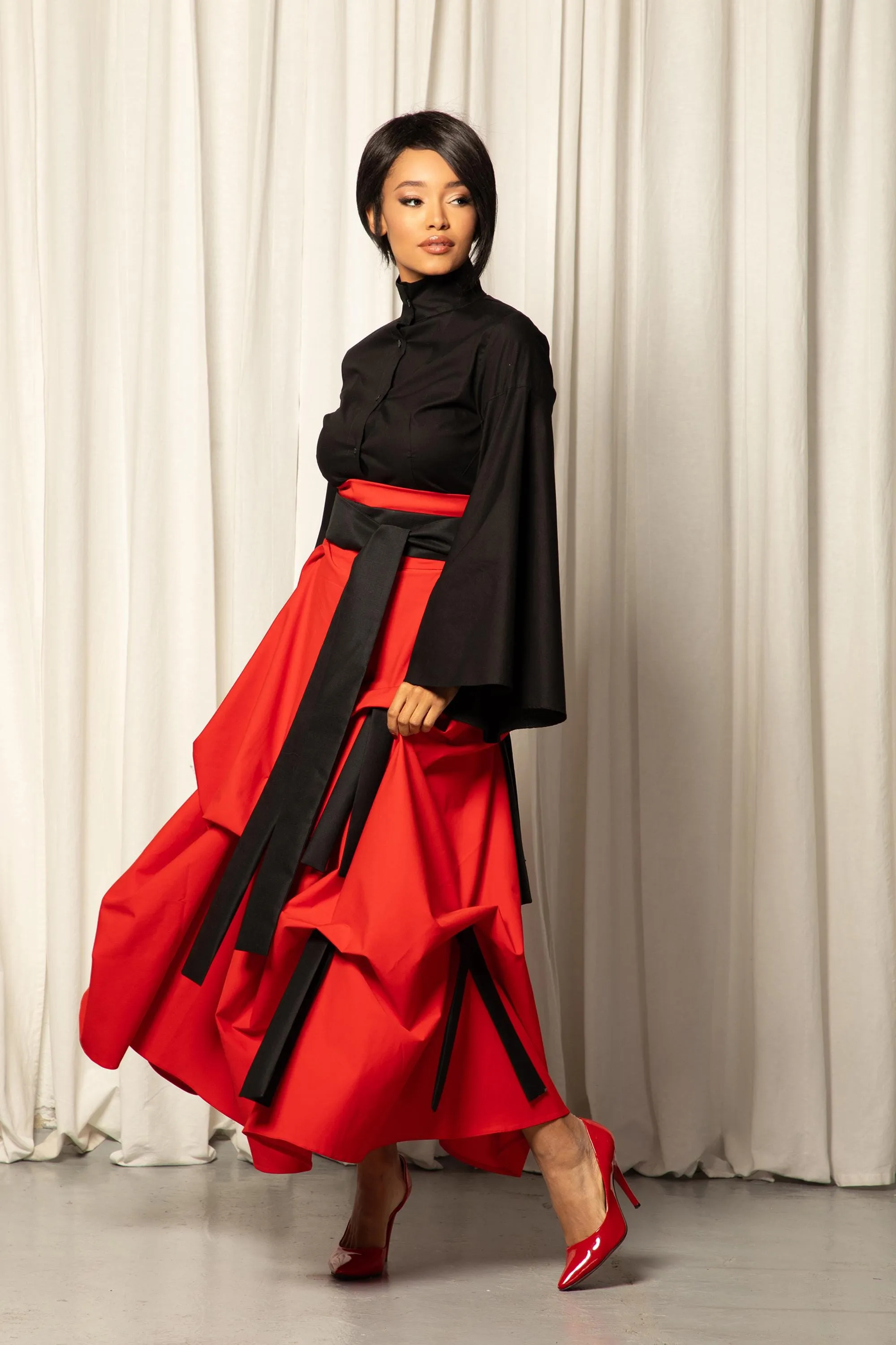 DRAPED SKIRT WITH BELT