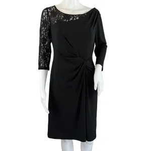 Ellen Tracy Women's Elegant Dress One Lace Slevee Black Sz 8 Pre-Owned