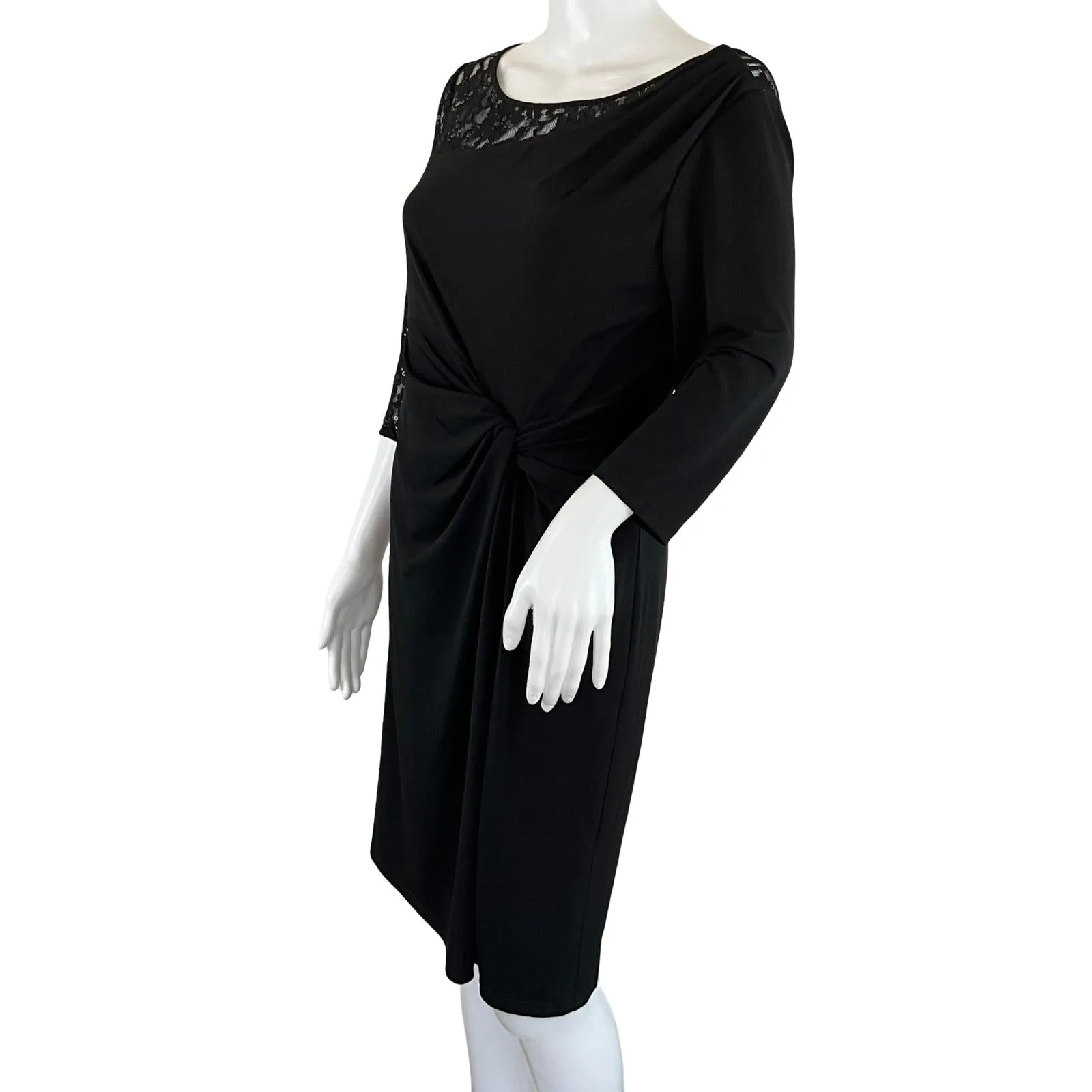 Ellen Tracy Women's Elegant Dress One Lace Slevee Black Sz 8 Pre-Owned
