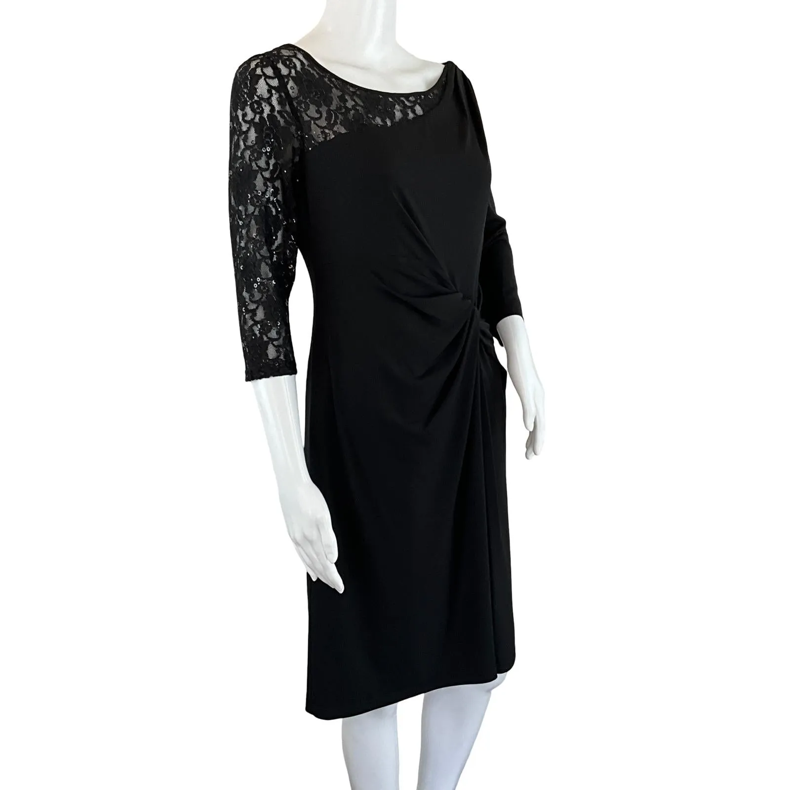 Ellen Tracy Women's Elegant Dress One Lace Slevee Black Sz 8 Pre-Owned