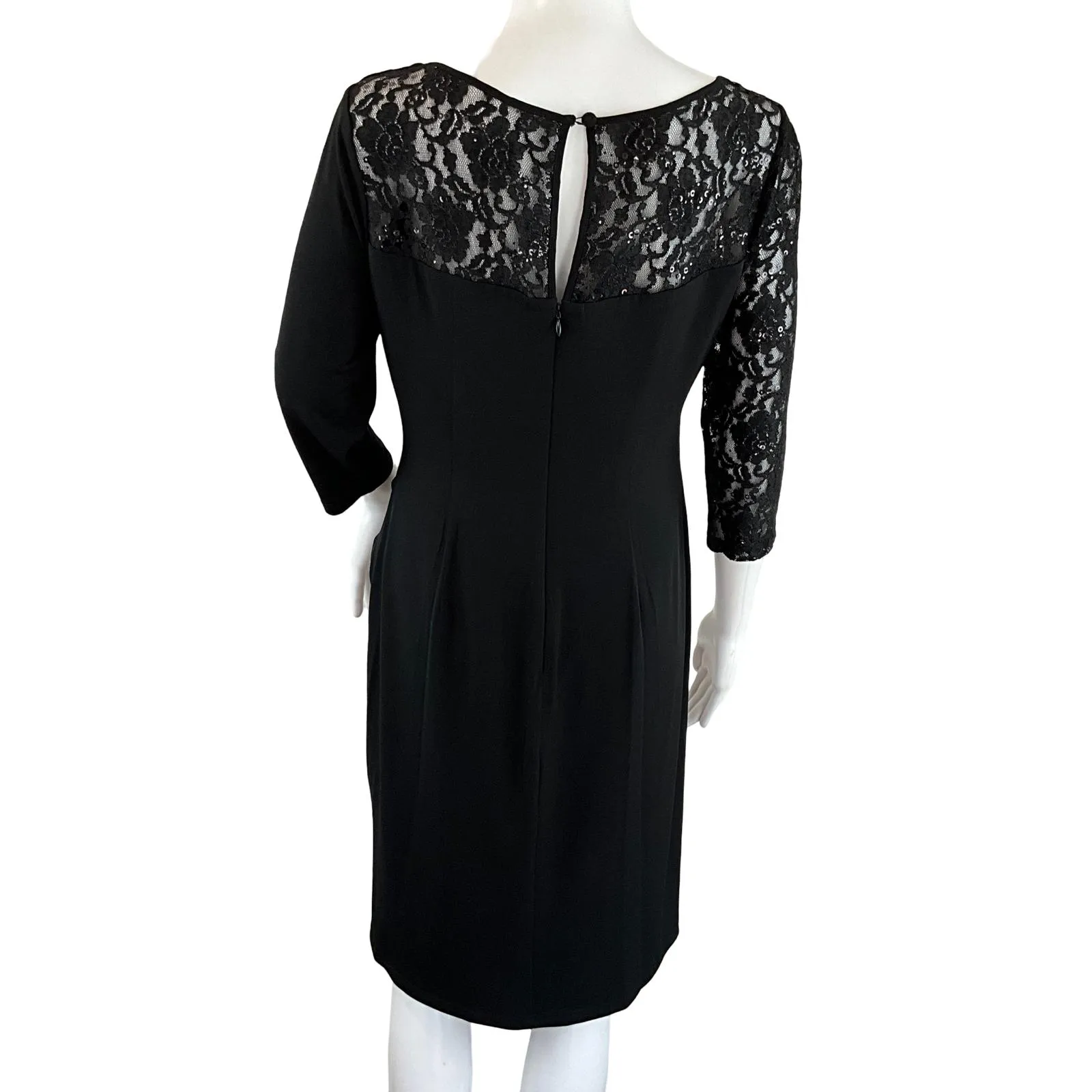 Ellen Tracy Women's Elegant Dress One Lace Slevee Black Sz 8 Pre-Owned