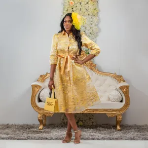 Flattering Fit & Flare Yellow Occasion Dress