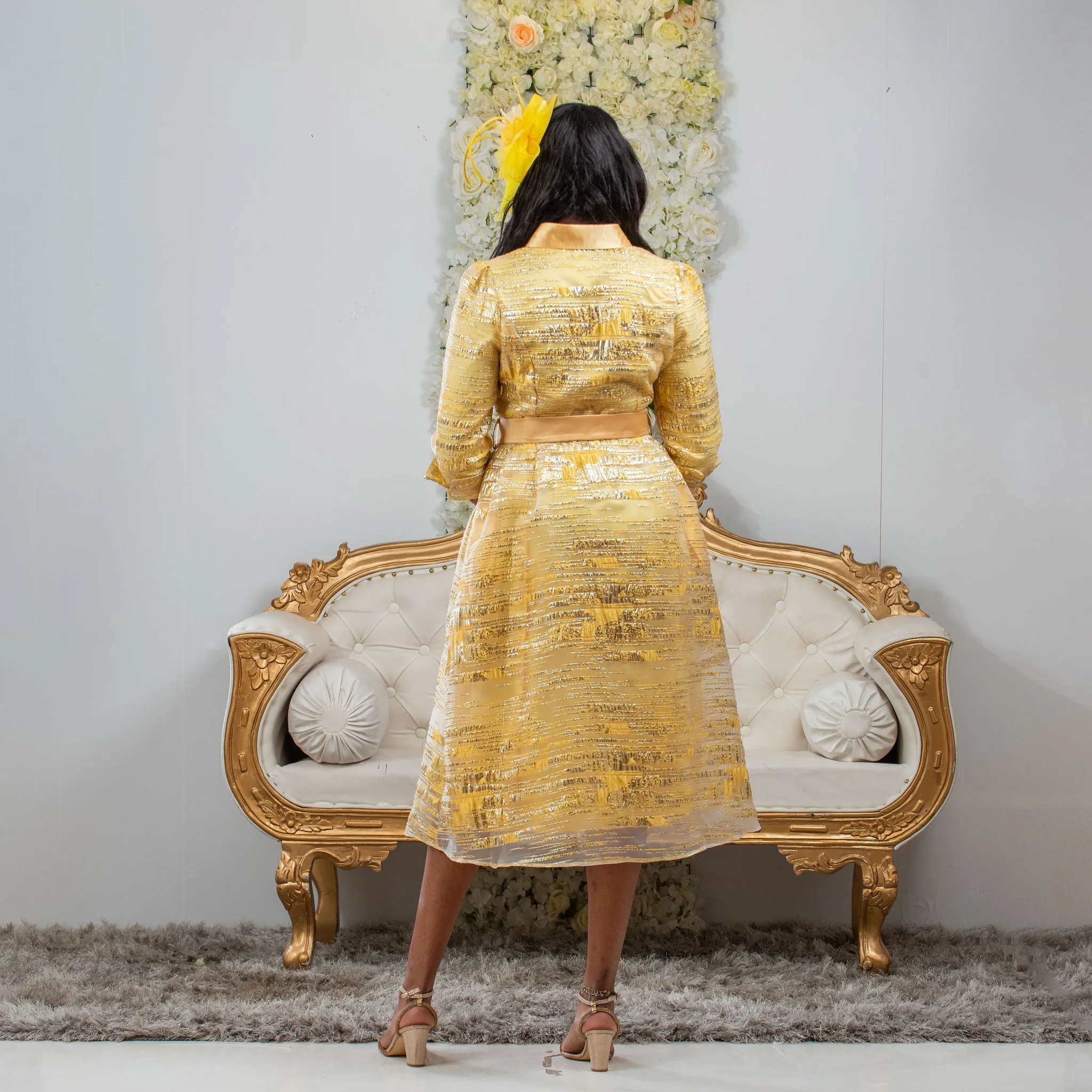 Flattering Fit & Flare Yellow Occasion Dress