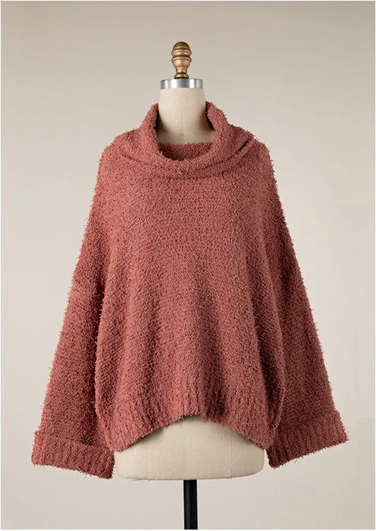 FUZZY COWL NECK KNIT TUNIC 1 PACK