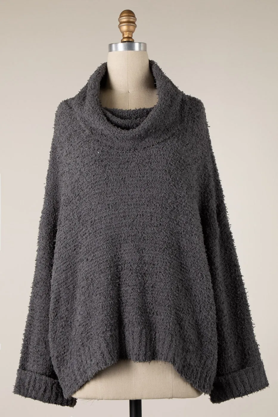 FUZZY COWL NECK KNIT TUNIC 1 PACK