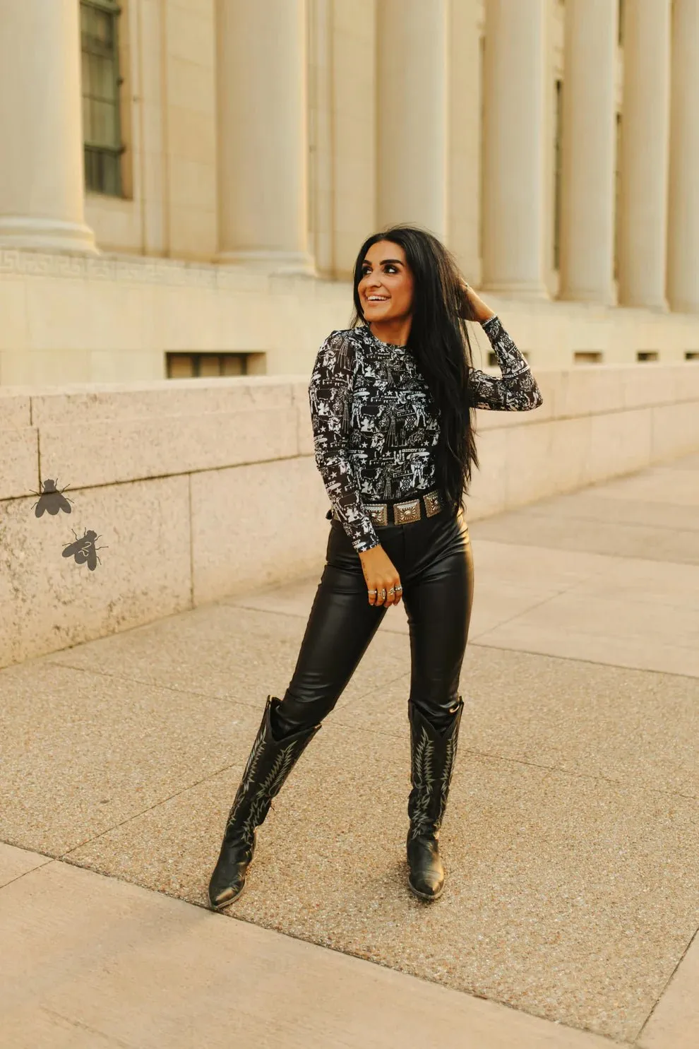 Giddy Up Long Sleeved Mesh Top