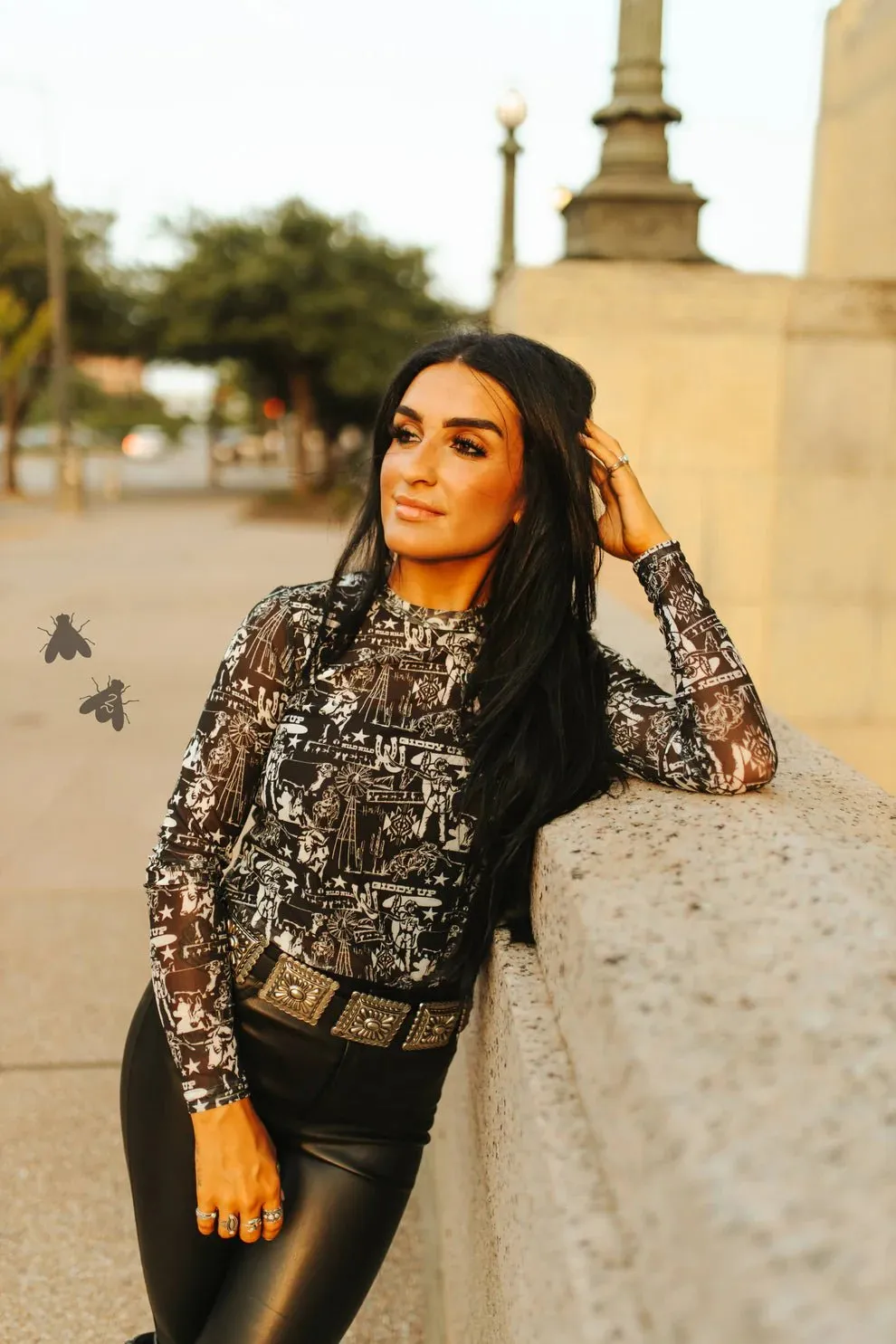 Giddy Up Long Sleeved Mesh Top