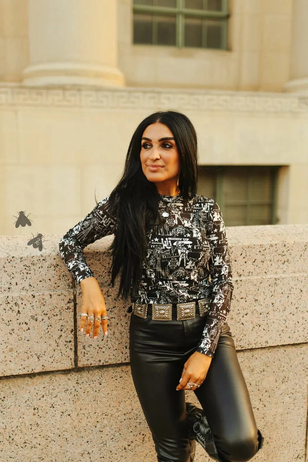 Giddy Up Long Sleeved Mesh Top