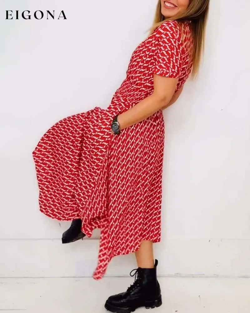 Irregular sweet V-neck dress