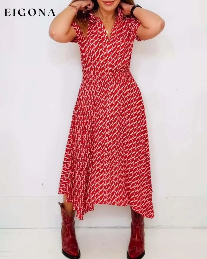 Irregular sweet V-neck dress
