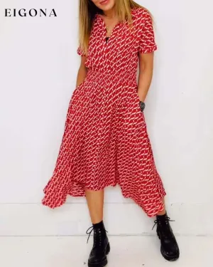 Irregular sweet V-neck dress