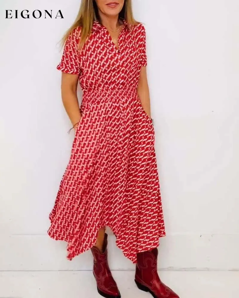 Irregular sweet V-neck dress