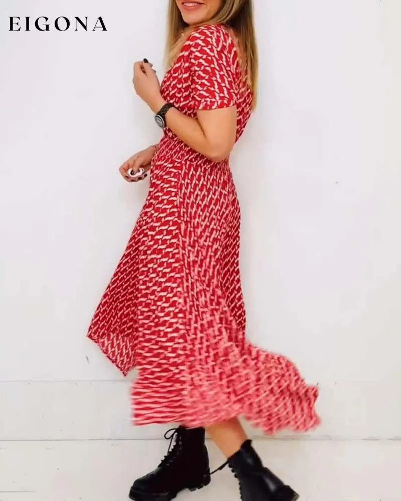 Irregular sweet V-neck dress