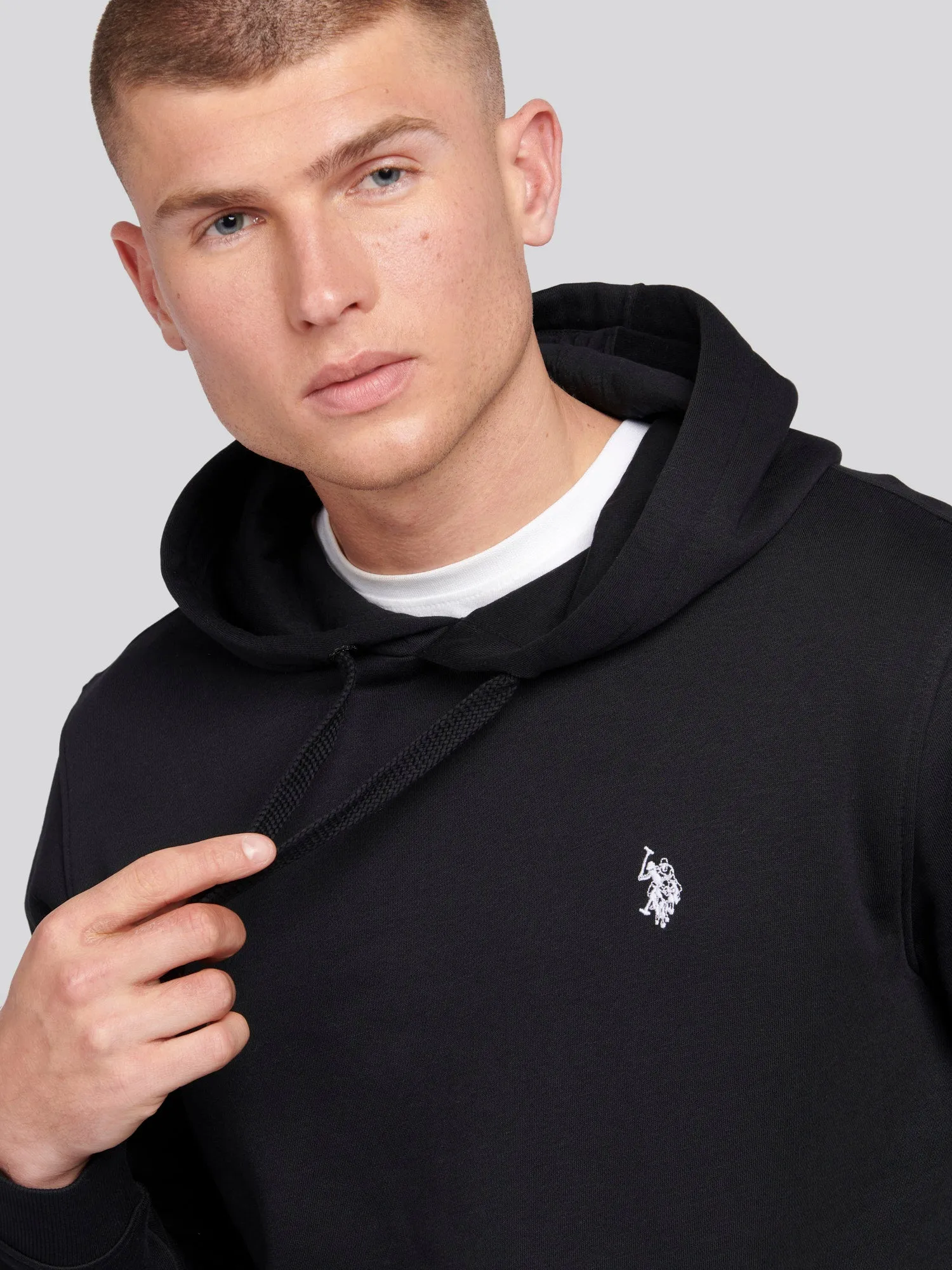 Mens Double Horsemen Hoodie in Black Bright White DHM