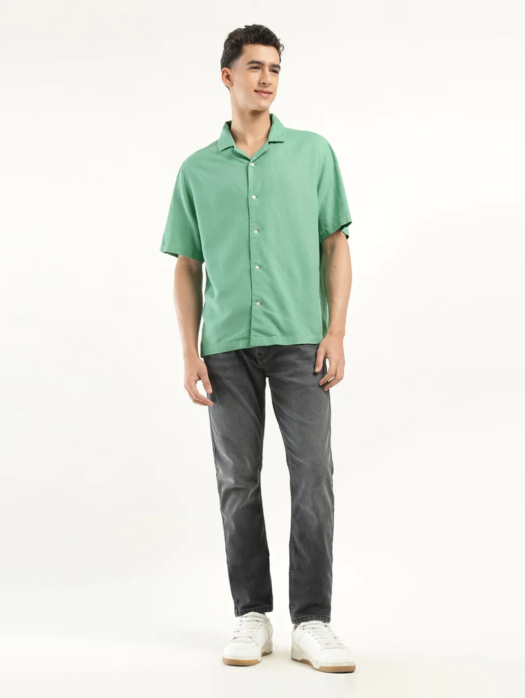 Men's Solid Camp Collar Shirt
