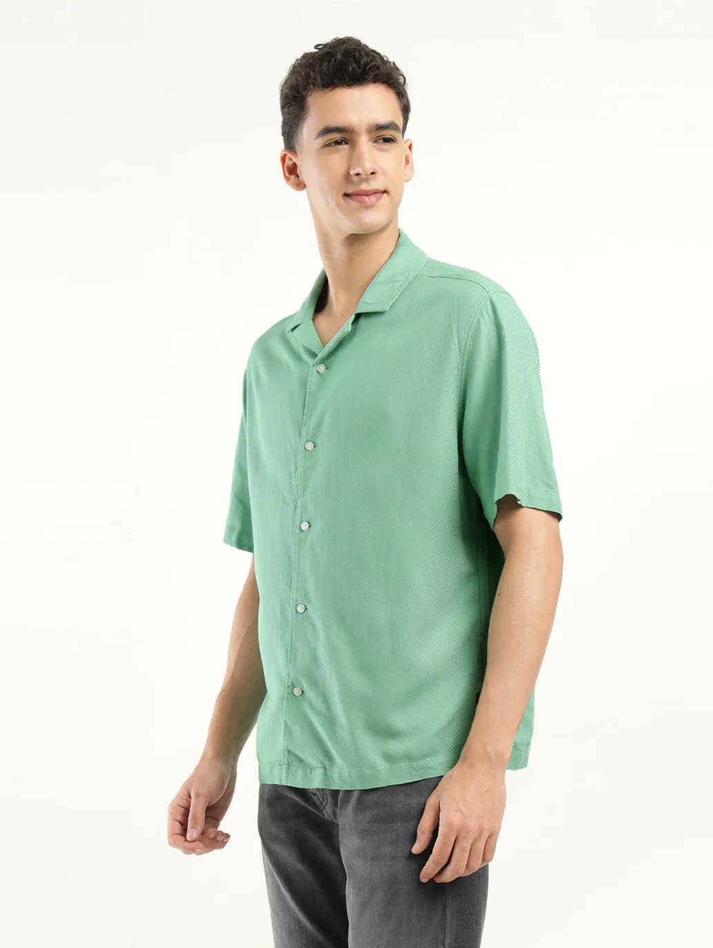 Men's Solid Camp Collar Shirt