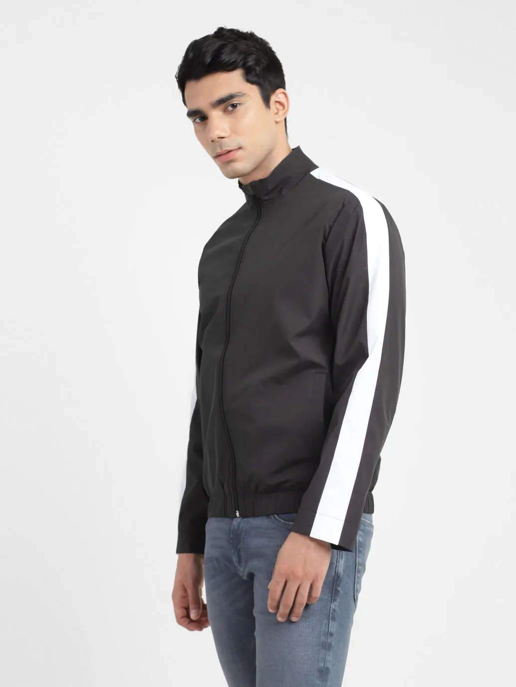 Men's Solid Mock Collar Sport Jacket