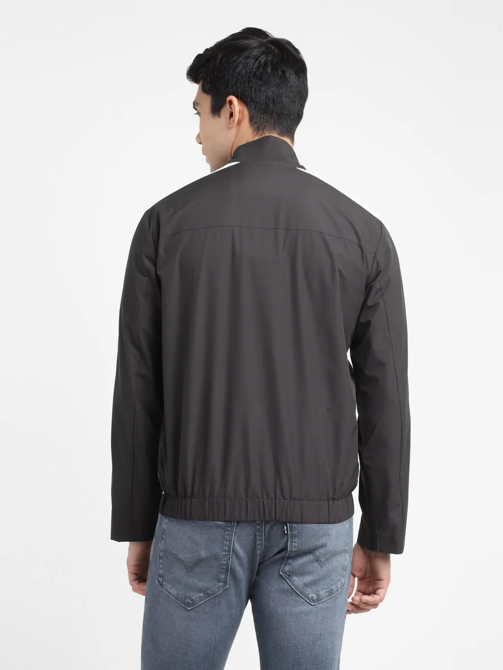 Men's Solid Mock Collar Sport Jacket