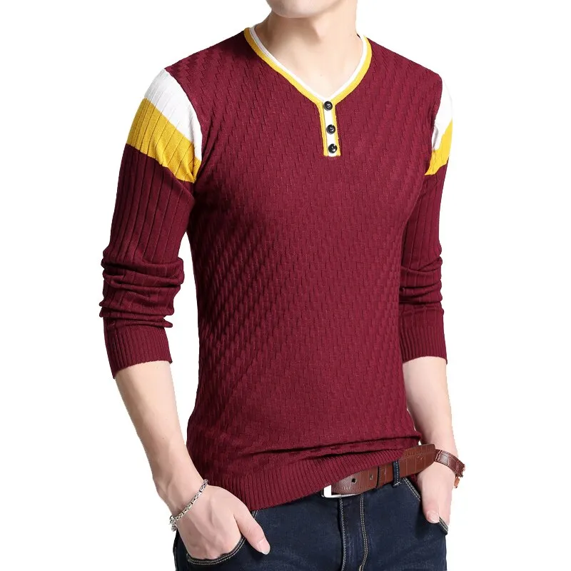 Men's V-neck Soft Elastic Sweaters