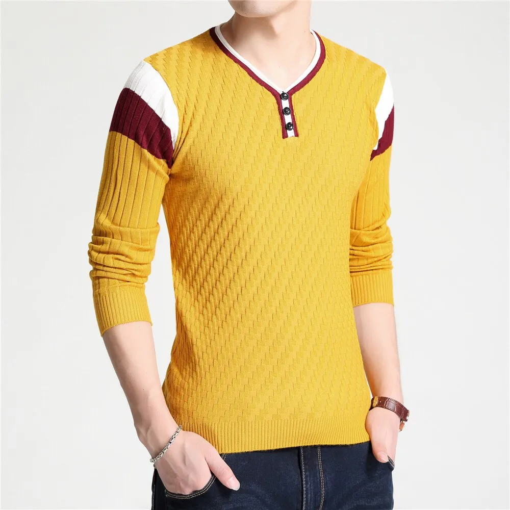 Men's V-neck Soft Elastic Sweaters