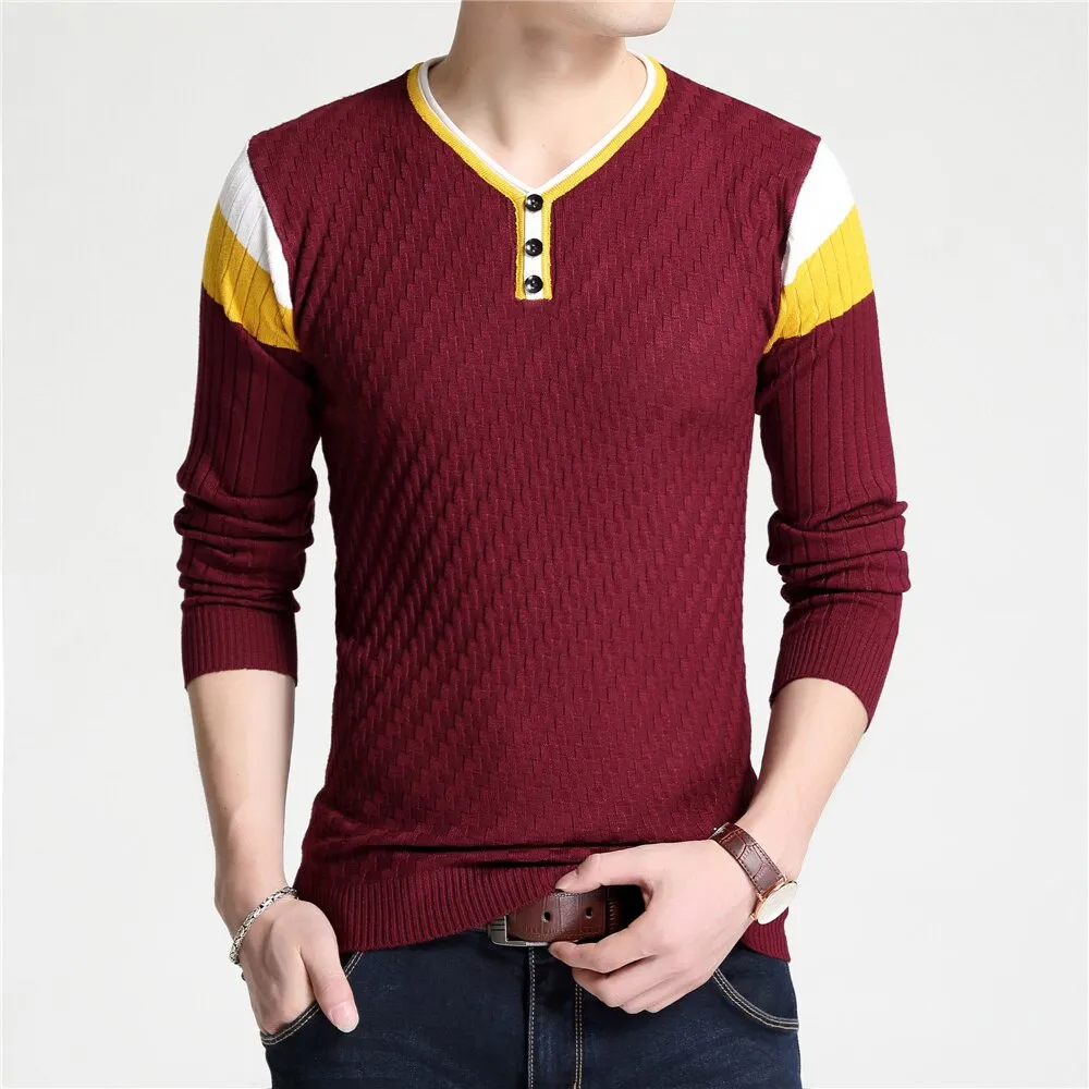 Men's V-neck Soft Elastic Sweaters