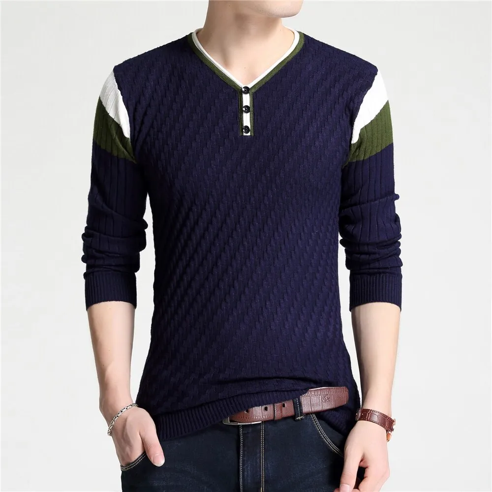 Men's V-neck Soft Elastic Sweaters