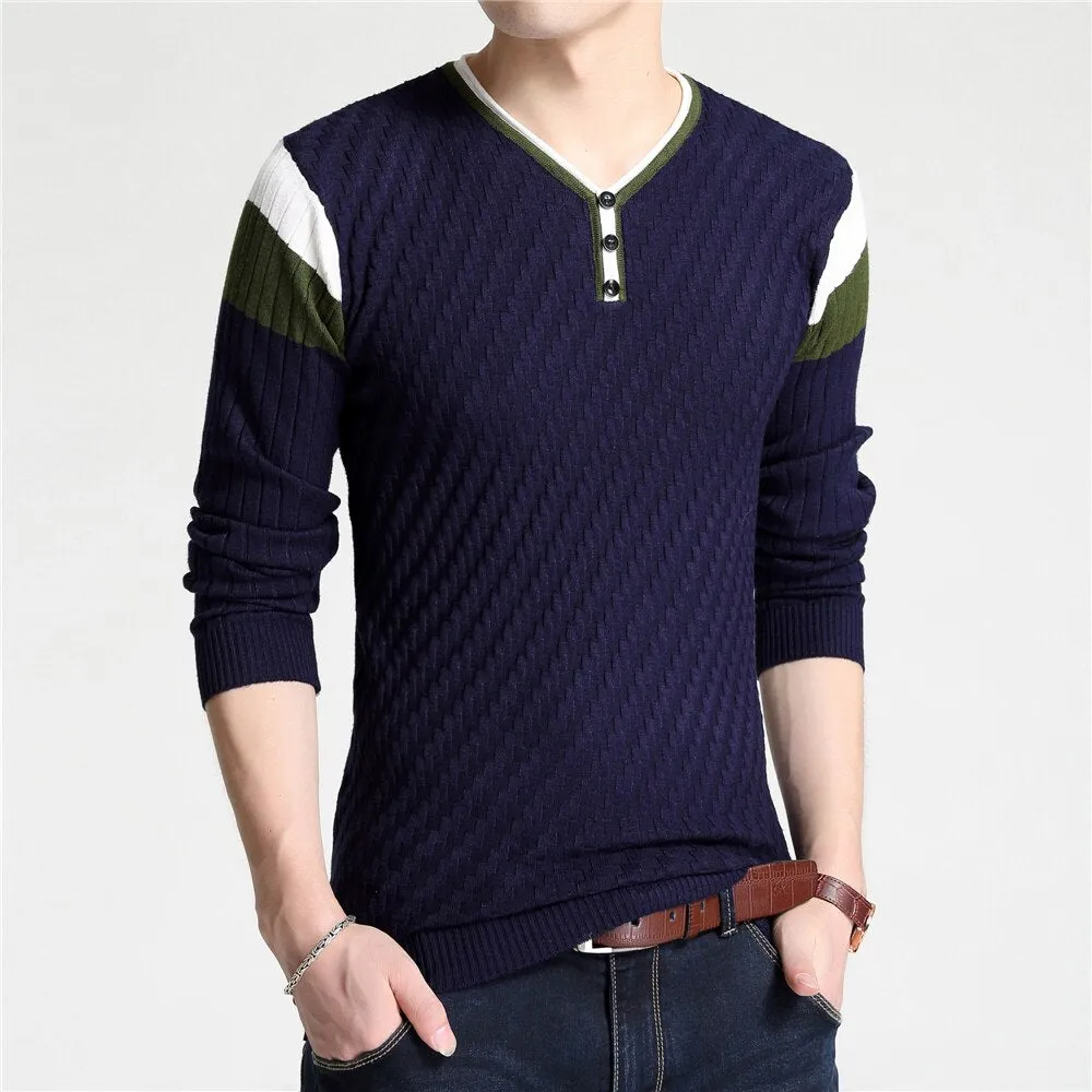 Men's V-neck Soft Elastic Sweaters