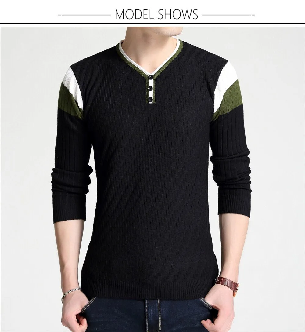 Men's V-neck Soft Elastic Sweaters