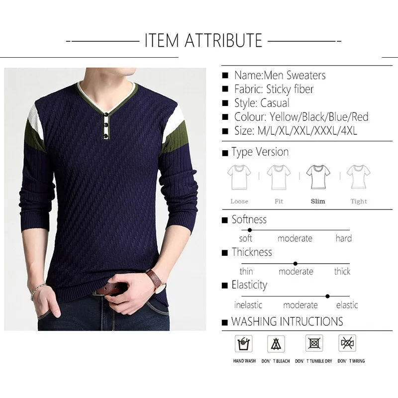 Men's V-neck Soft Elastic Sweaters