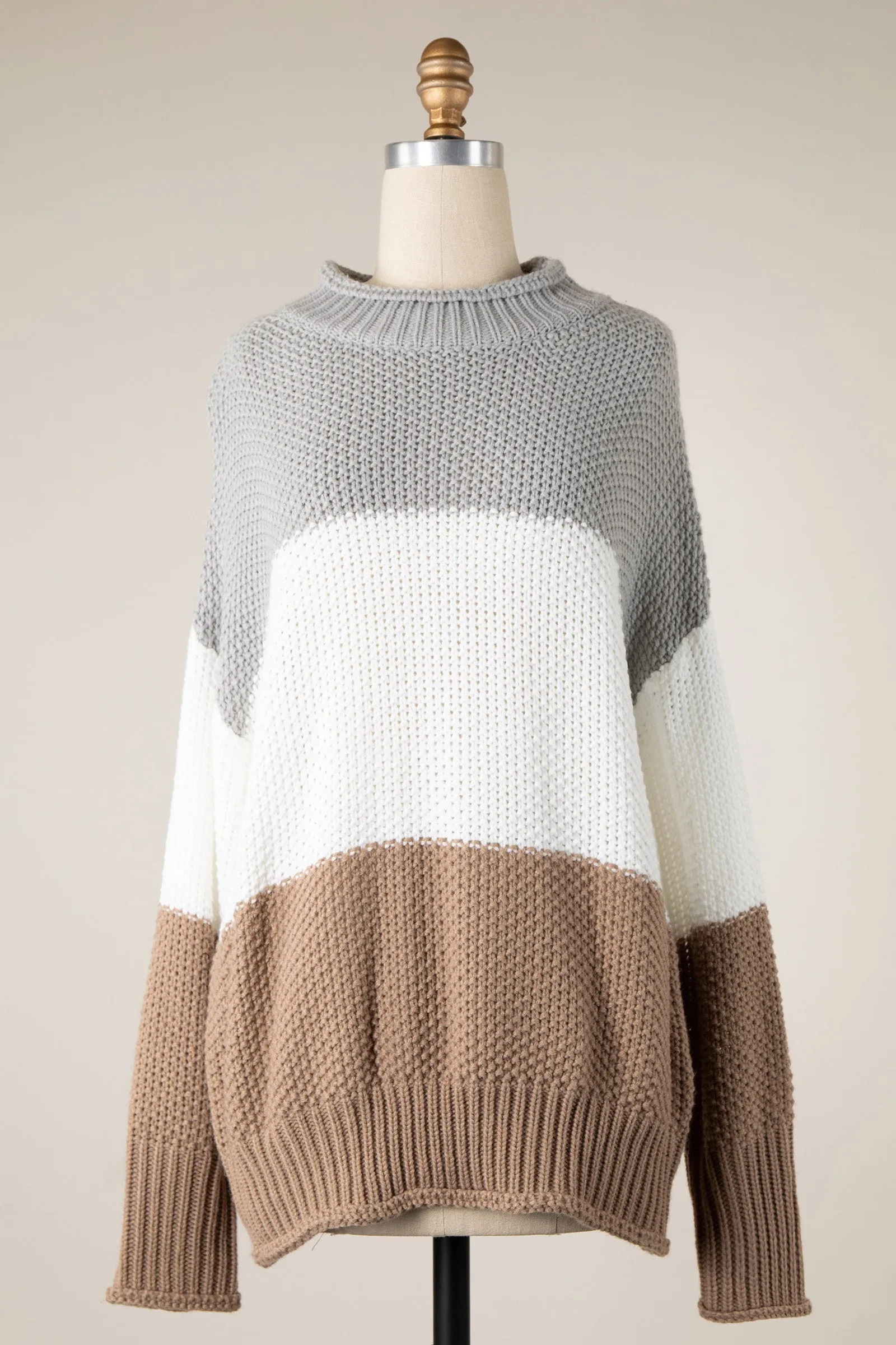 MOCK NECK COLOR BLOCK SWEATER 1 PACK