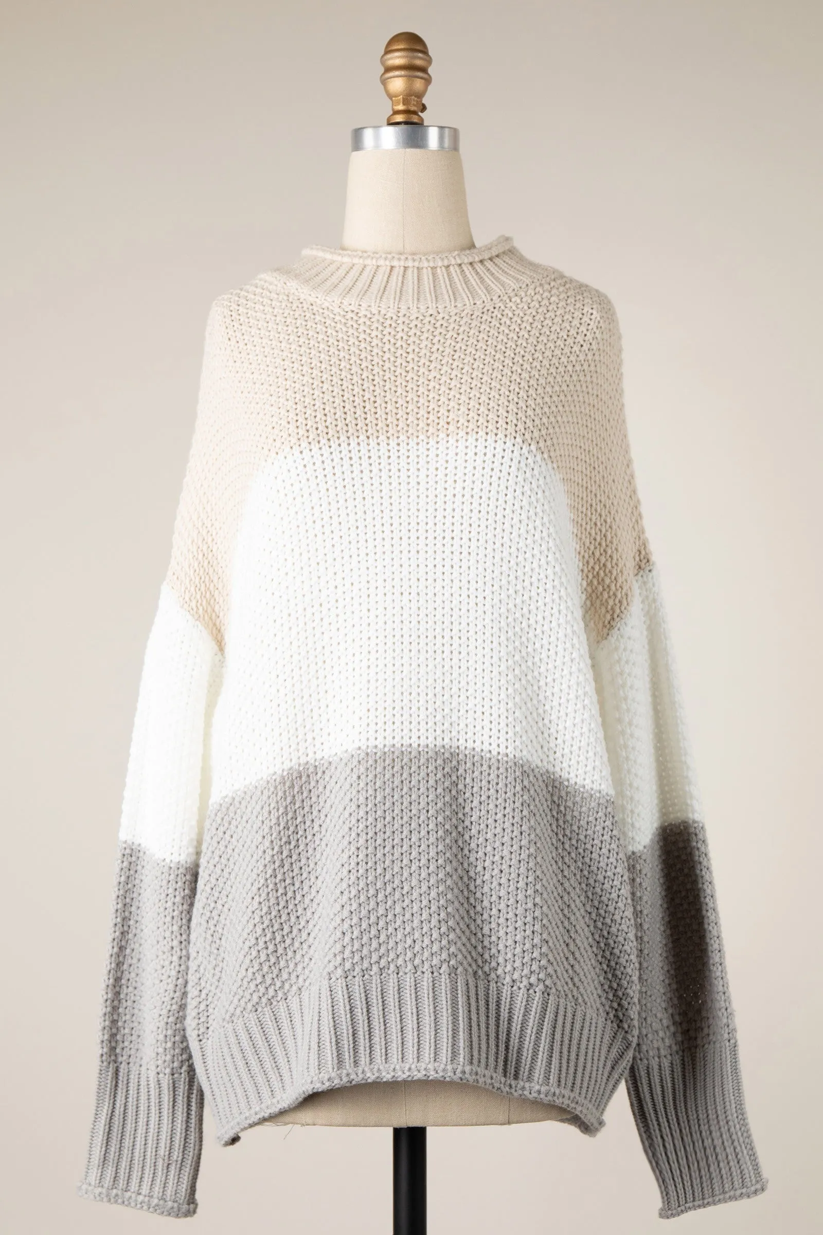 MOCK NECK COLOR BLOCK SWEATER 1 PACK