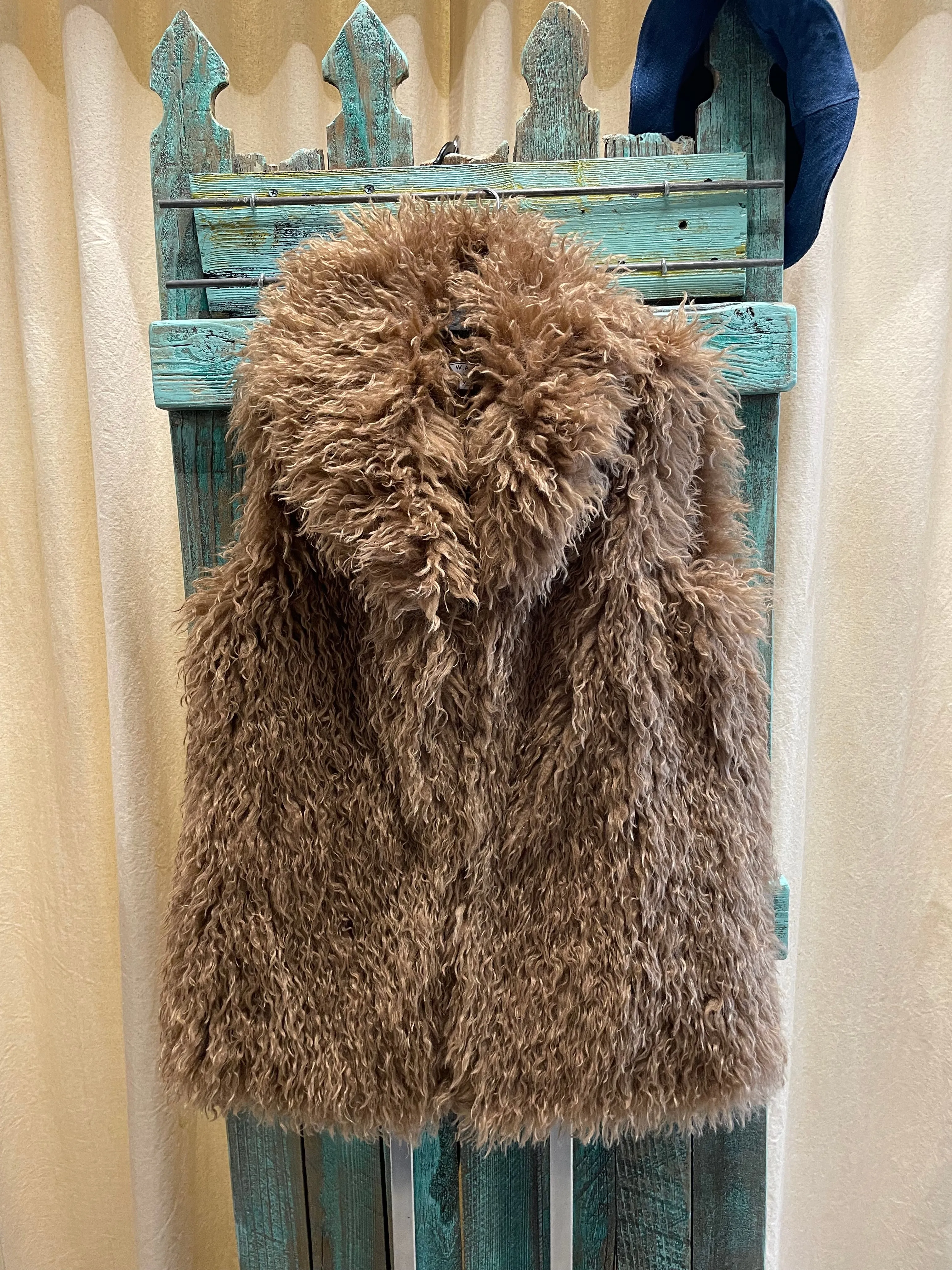 Mongolian Fur Jacket in Beige