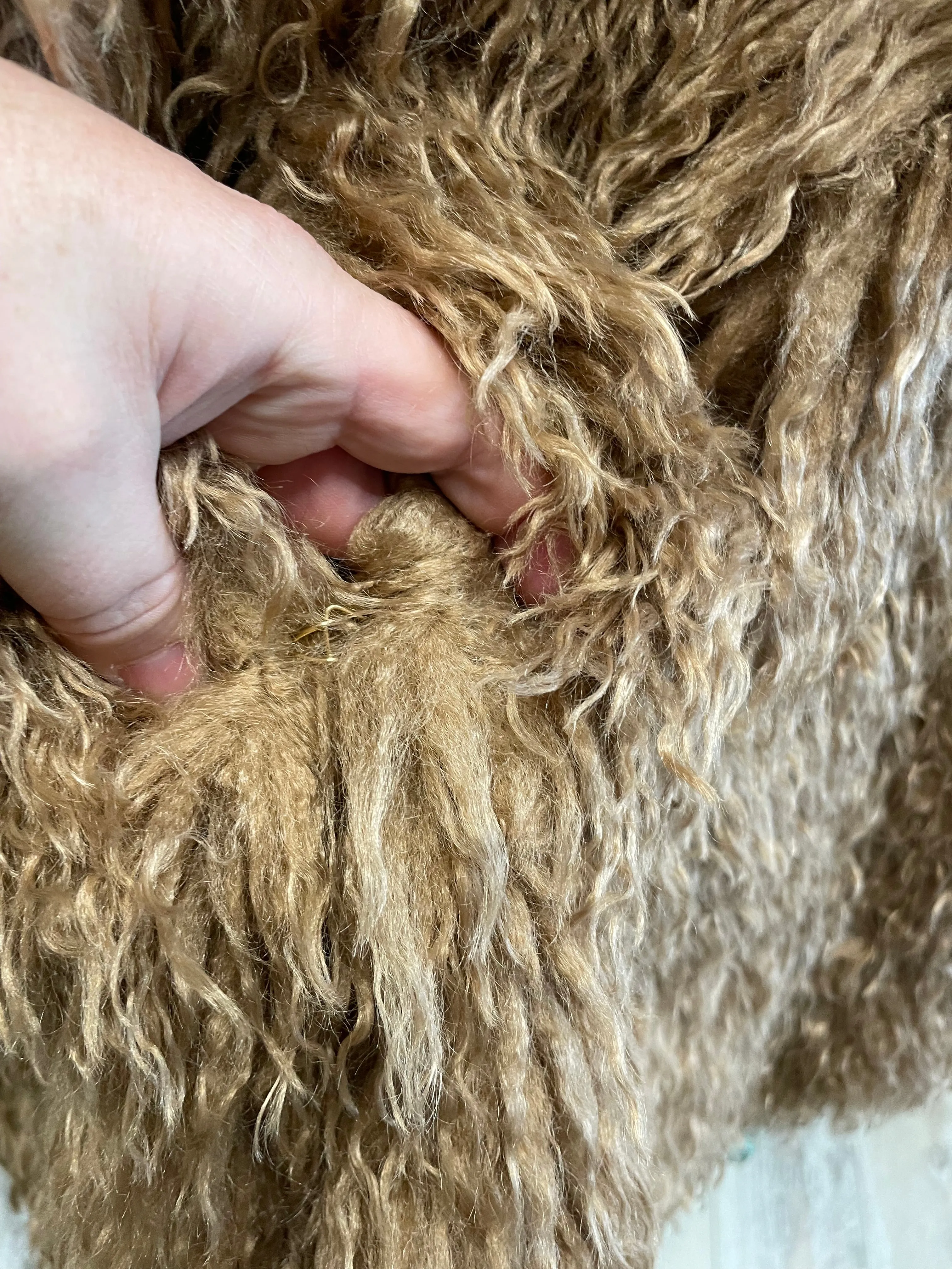 Mongolian Fur Jacket in Beige
