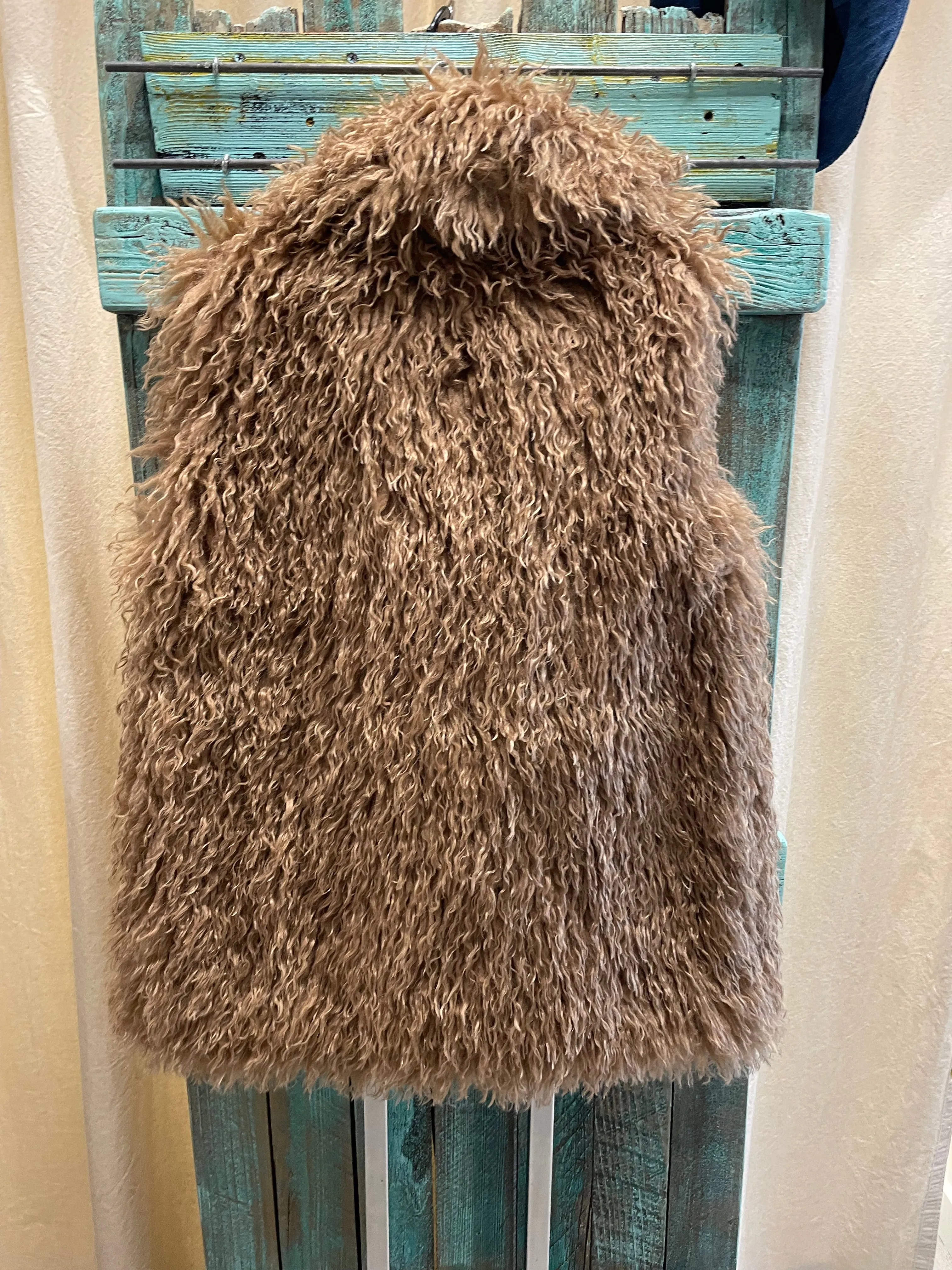 Mongolian Fur Jacket in Beige