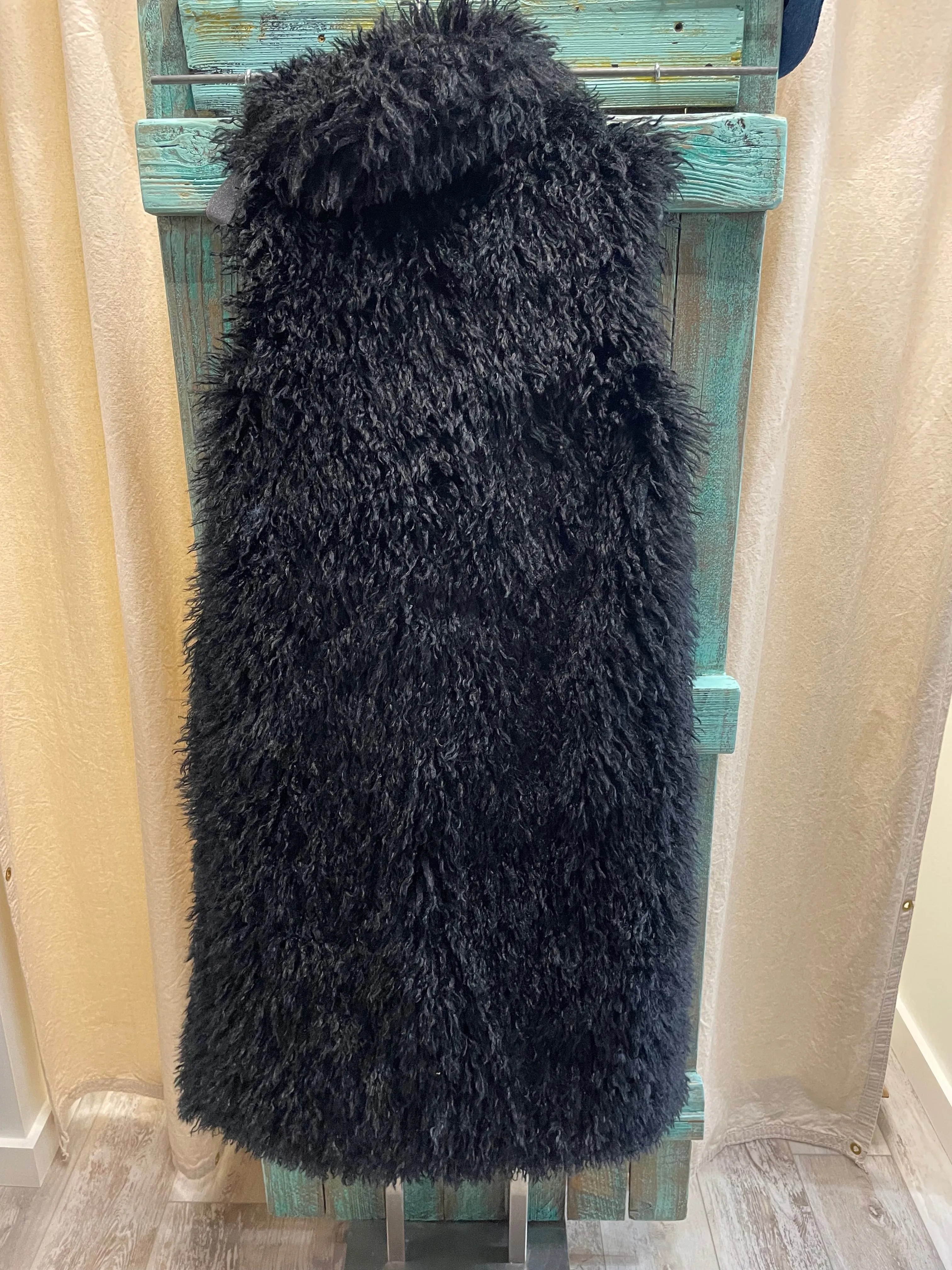 Mongolian Fur Jacket in Beige