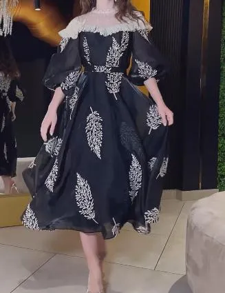 Multicolor Leaf Print Elegant Dress