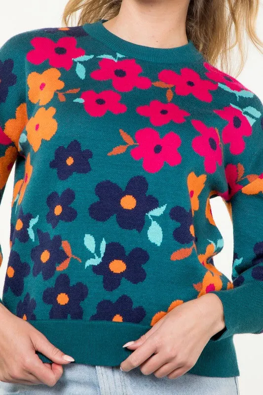Petal Party Rib Knit Sweater